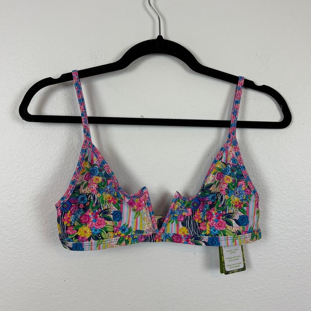 NWT Bydee Samos Soleil Floral V Neck Wired Bikini Top Medium - Picture 2 of 7